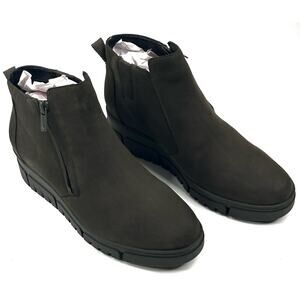 Vionic Uptown Sur Weather-Proof Ankle Boots Womens 8.5 Dark Khaki Nubuck Leather